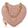 Calfskin Cannage Dioramour Caro Heart Pouch With Chain Rose Des Vents