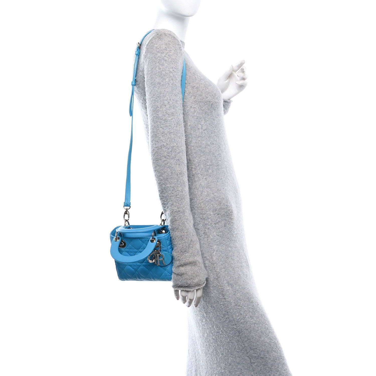 Lambskin Cannage Mini Lady Dior Blue - Image 2