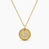 Initial Charm Necklace 18K Yellow Gold with Diamond K