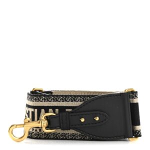 Canvas Embroidered Shoulder Strap Black