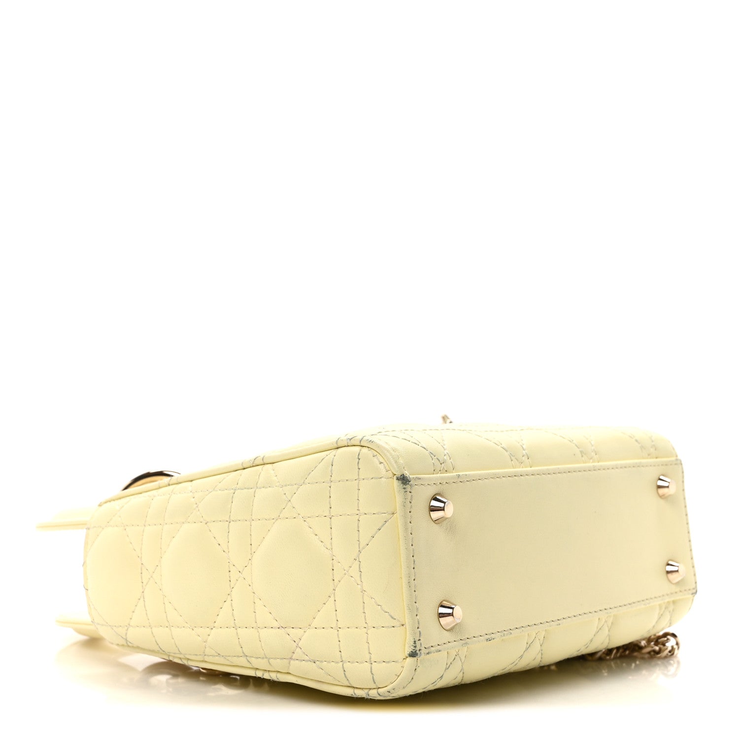 Lambskin Cannage Mini Lady Dior Soft Yellow - Image 4