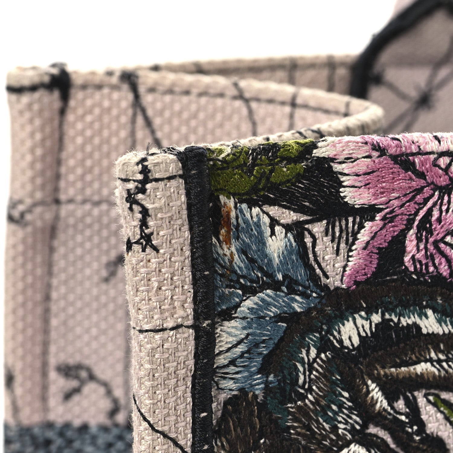 Canvas Embroidered Medium Zodiac Book Tote Latte Multicolor - Image 14