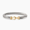 Buckle Classic Cable Bracelet Sterling Silver with 14K Yellow Gold, 7mm