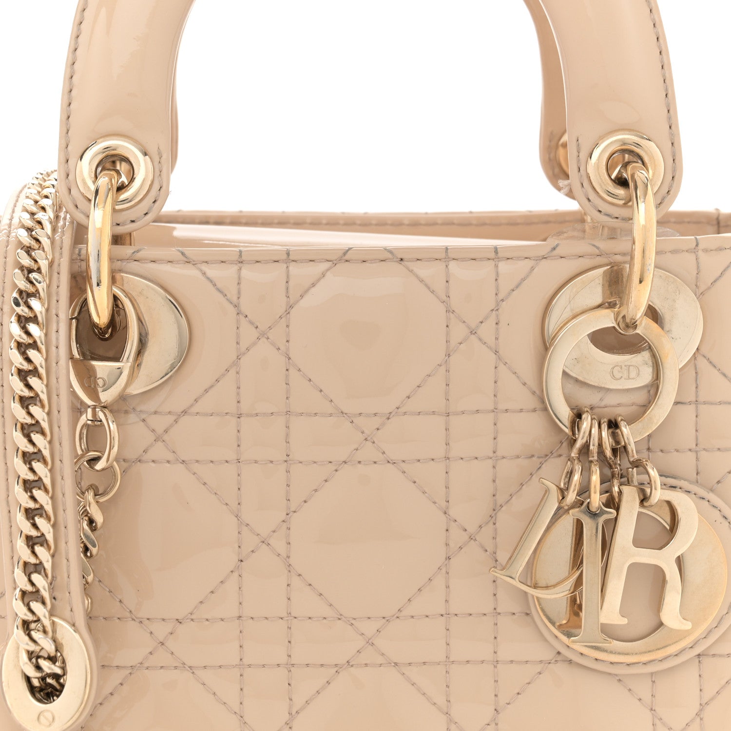 Patent Cannage Mini Lady Dior Beige - Image 7