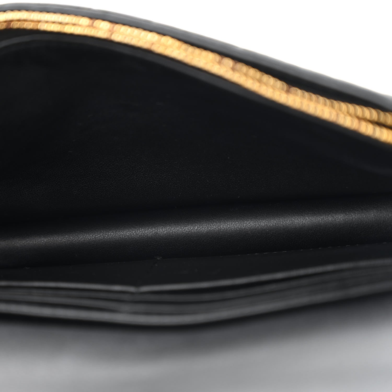 Supple Calfskin Caro Pouch with Chain Black - Image 5
