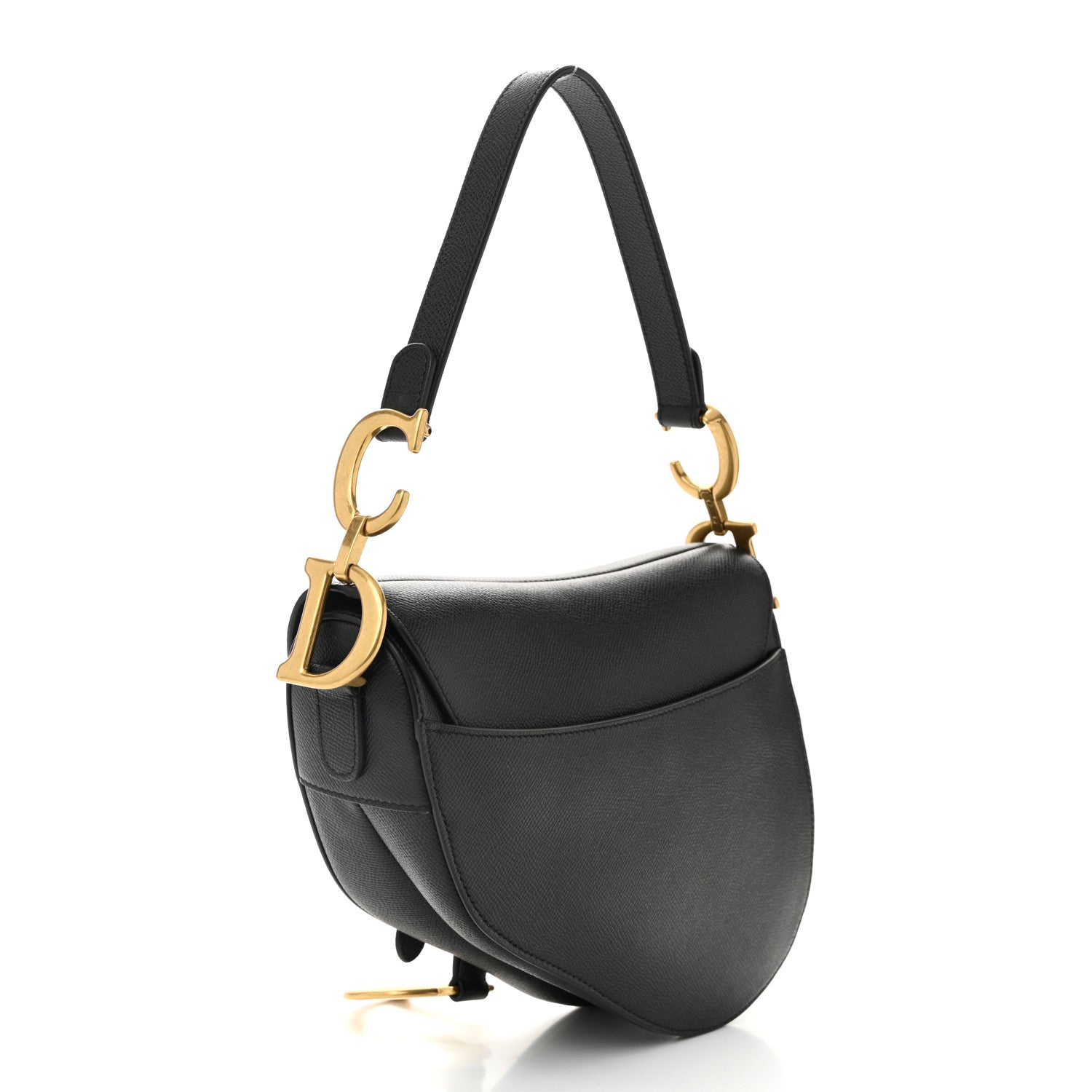 Grained Calfskin Saddle Bag Black - Image 3