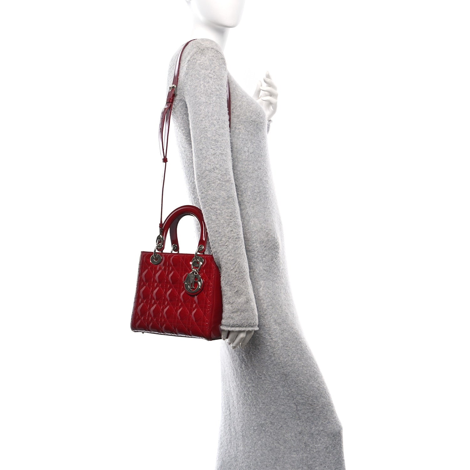 Patent Cannage Medium Lady Dior Red - Image 2