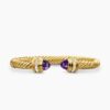 Classic Cablespira Bracelet 18K Yellow Gold with Amethyst and Diamonds, 7mm