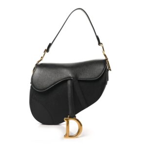 Grained Calfskin Saddle Bag Black