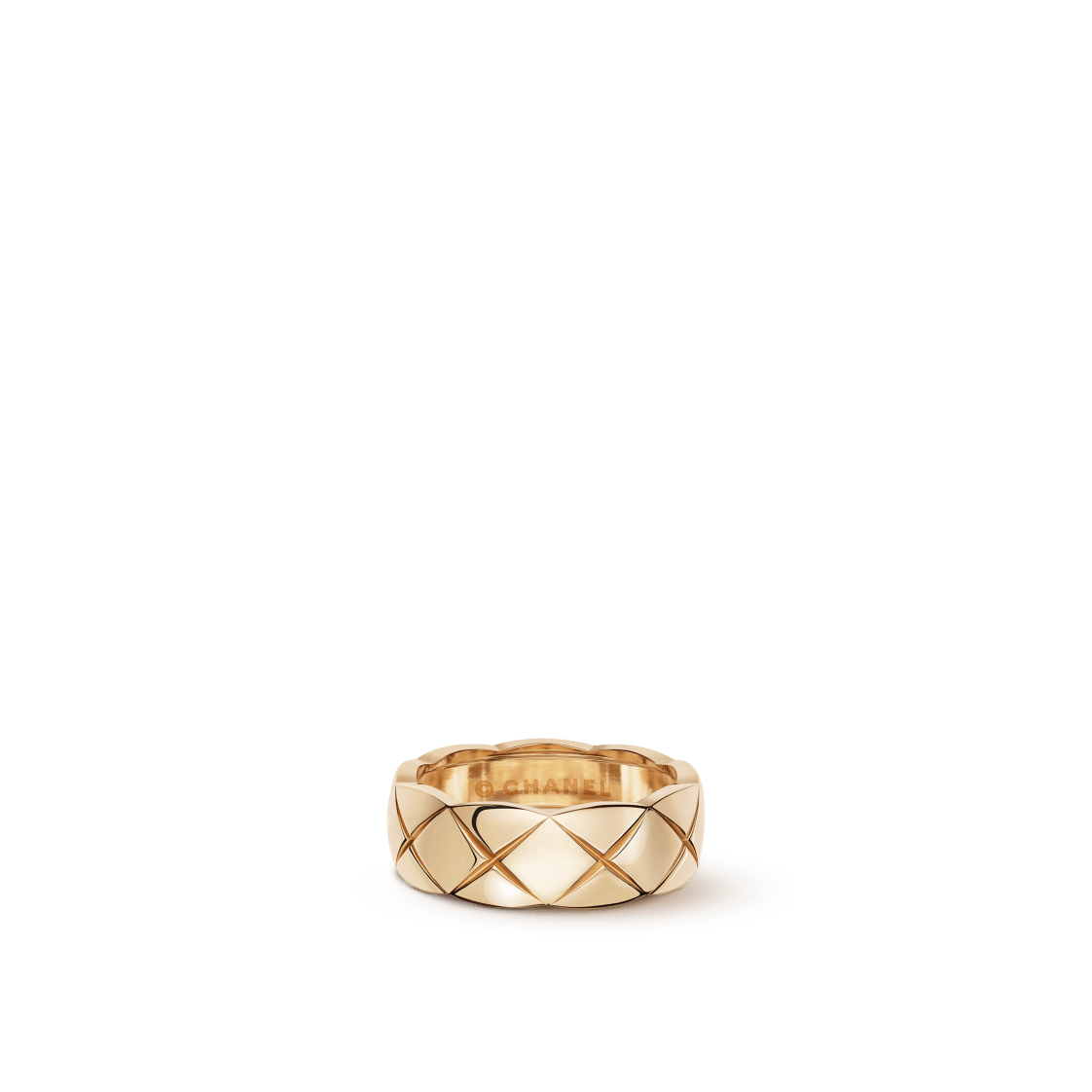 COCO CRUSH RING Quilted motif, small version, 18K BEIGE GOLD - 6