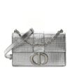 Metallic Patent Micro-Cannage 30 Montaigne Flap Bag Silver