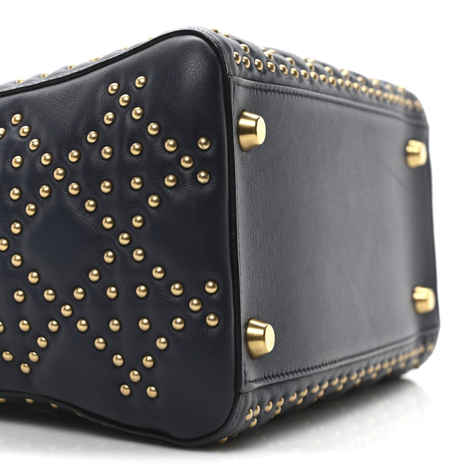 Calfskin Cannage Studded Medium Supple Lady Dior Navy - Image 8