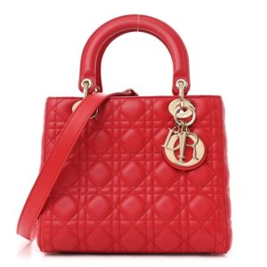 Lambskin Cannage Medium Lady Dior Red