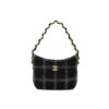 CHANEL Cashmere Tweed Quilted Hobo Black Grey