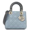 Lambskin Cannage Small Bi-Color Lady Dior  Blue Grey