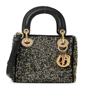 Satin Lambskin Sequin Embroidered Mini Lady Dior