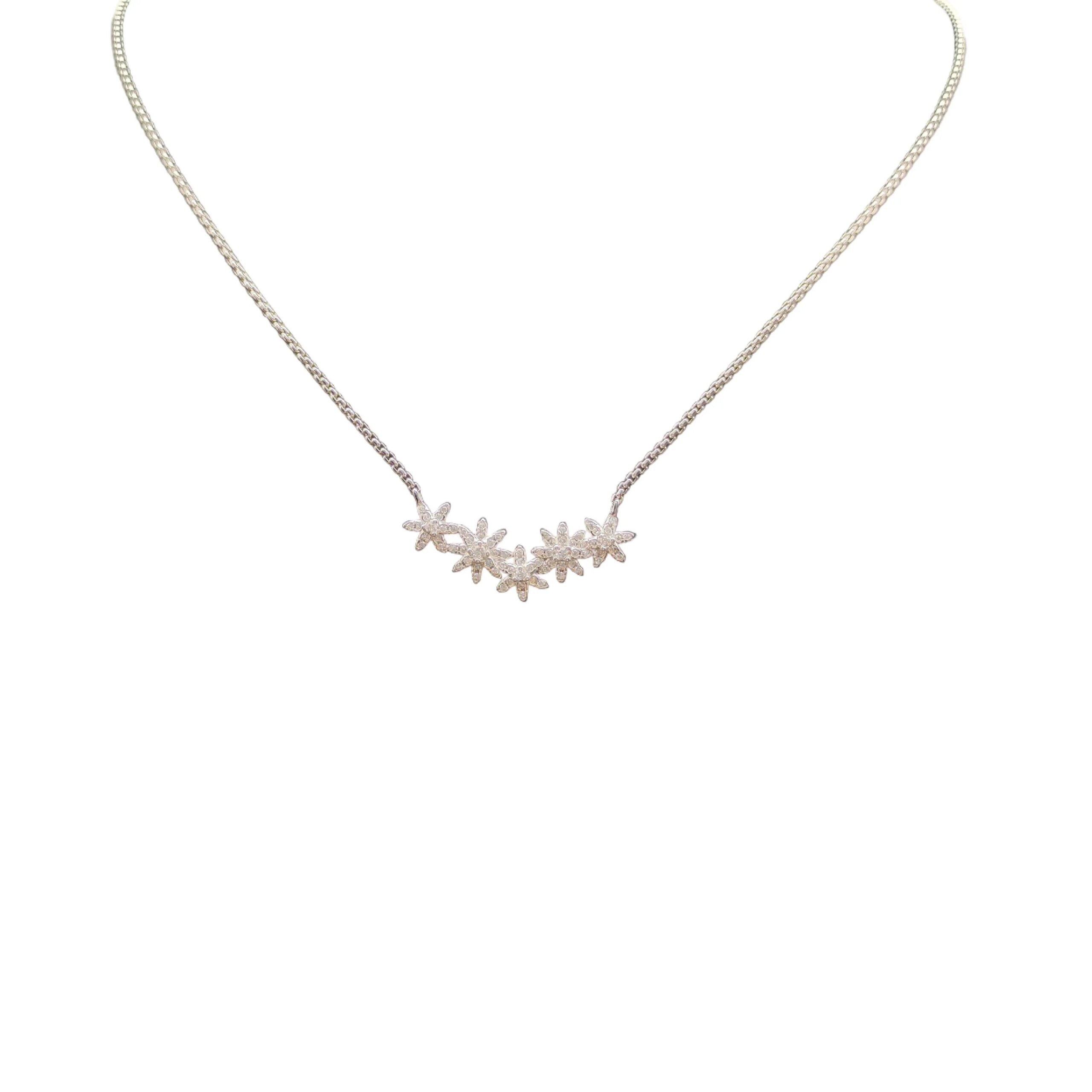 Starburst Cluster Station Necklace Sterling Silver with Diamonds - Image 4