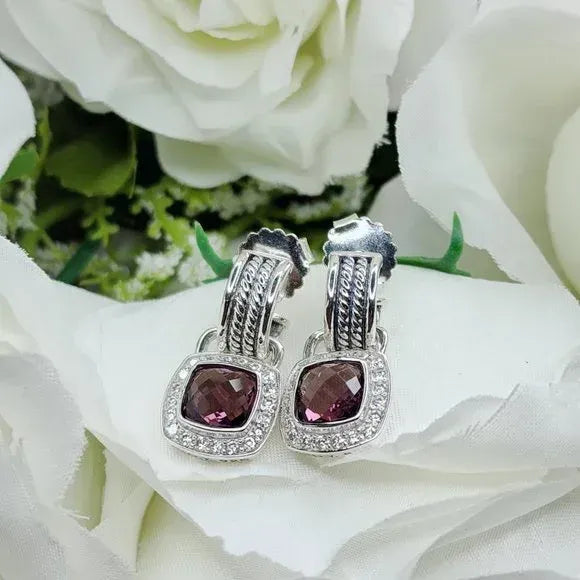 Albion® Drop Earrings Sterling Silver with Red Onyx and Diamonds - Image 4