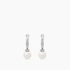 Pearl and Pav&eacute; Solari Drop Earrings Sterling Silver with Pearls and Diamonds, 18.4mm