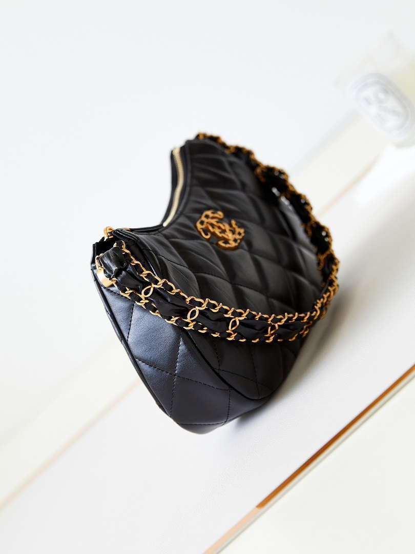 Chanel Aged Calfskin Quilted Small 19 Hobo Black - Image 19