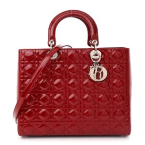 Patent Cannage Large Lady Dior Red