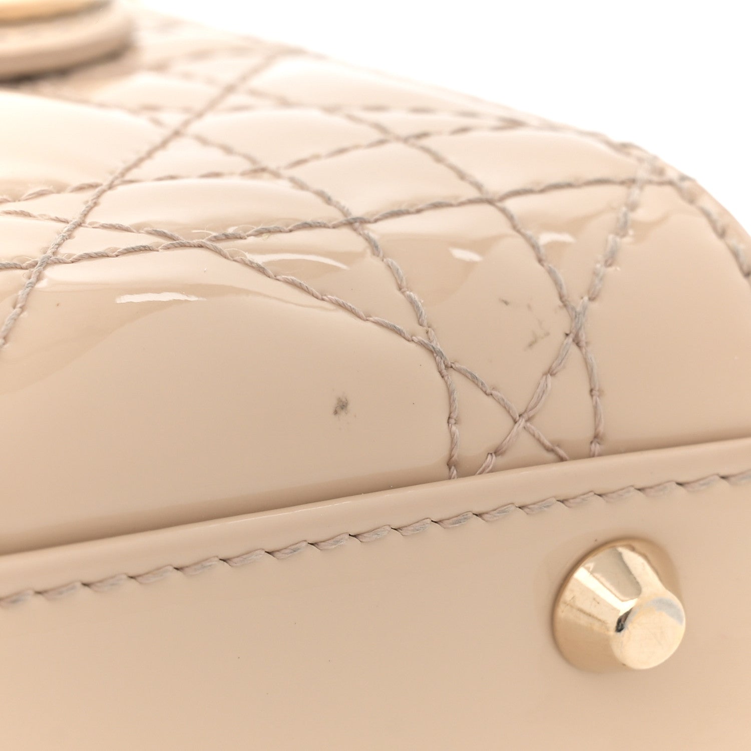 Patent Cannage Mini Lady Dior Beige - Image 11