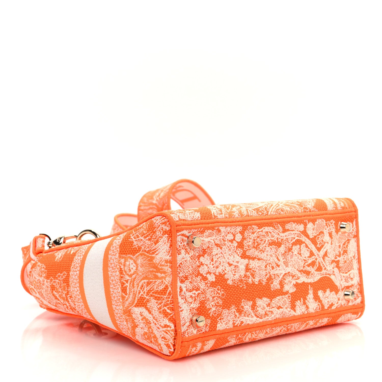 Canvas Toile De Jouy Reverse Embroidered Medium Lady D-Lite Fluorescent Orange - Image 5