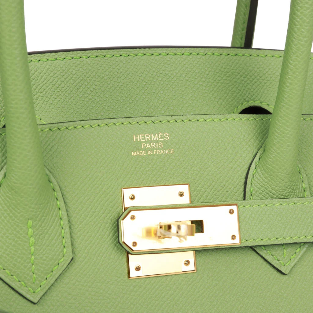 Birkin 35 Vert Criquet Epsom with Palladium Hardware - Image 7