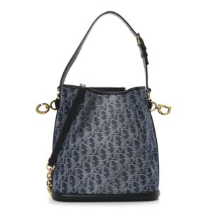 Denim Jacquard Oblique C'est Dior Bucket Bag Blue
