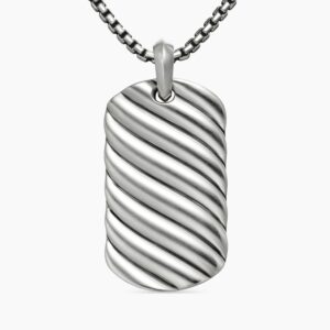 Sculpted Cable Tag Sterling Silver, 42mm