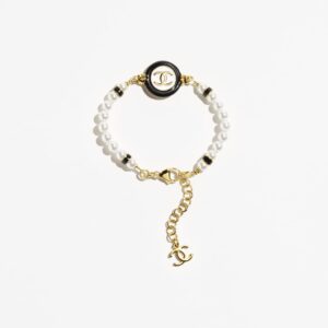 Black and White Circle Pearl Chain Bracelet