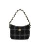 CHANEL Cashmere Tweed Quilted Hobo Black Grey - Image 7