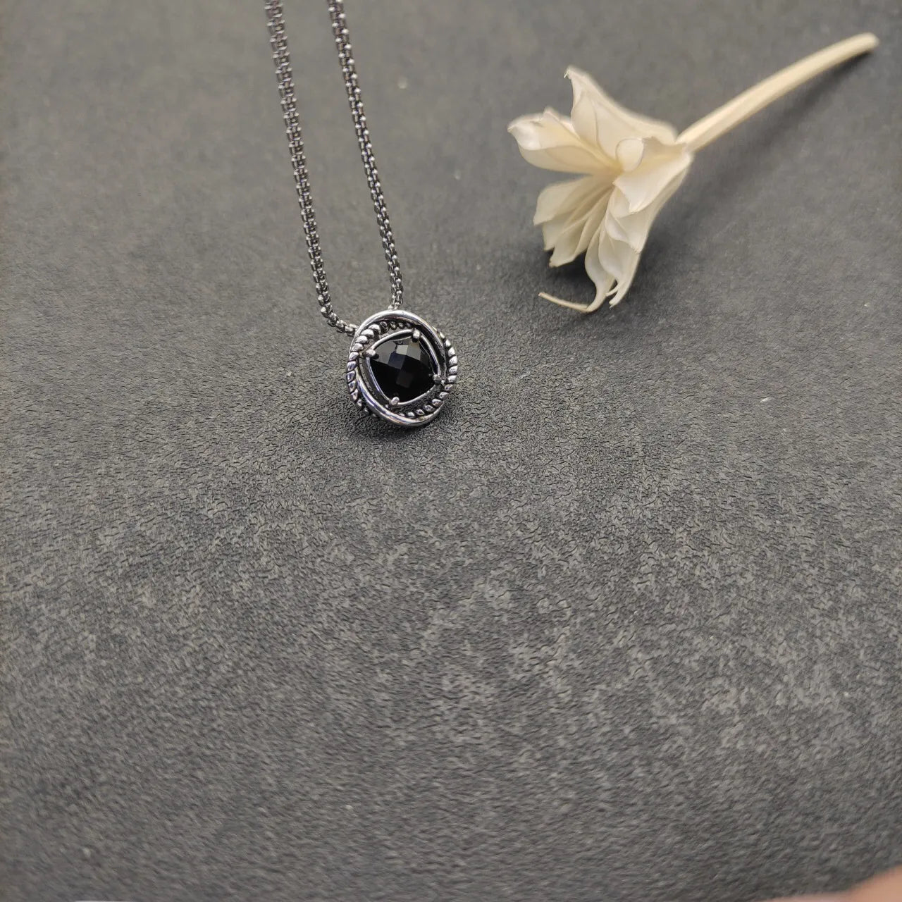 Petite Chatelaine® Necklace Sterling Silver with Black Onyx, 10mm - Image 5