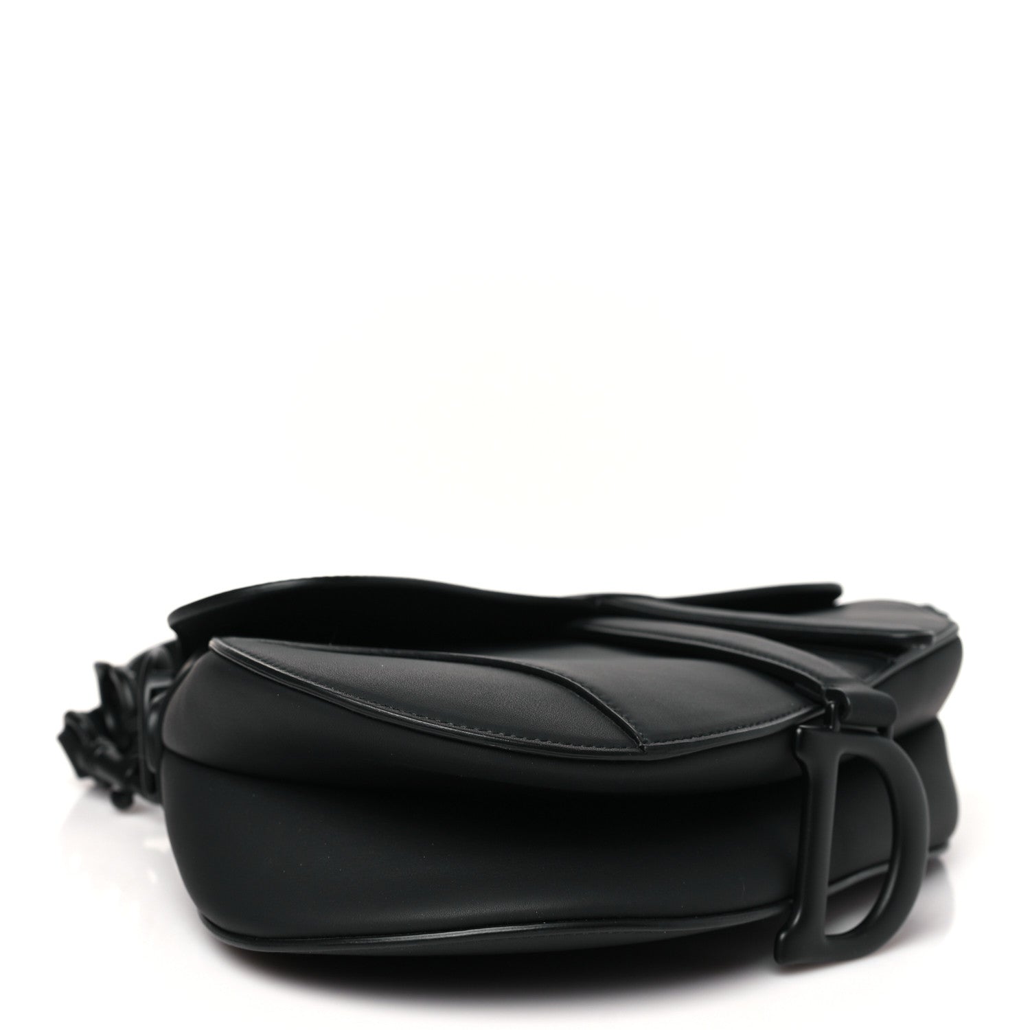 Ultra Matte Calfskin Saddle Bag With Strap Black - Image 3