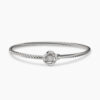 Infinity Bracelet Sterling Silver with Diamonds, 3mm - 17cm