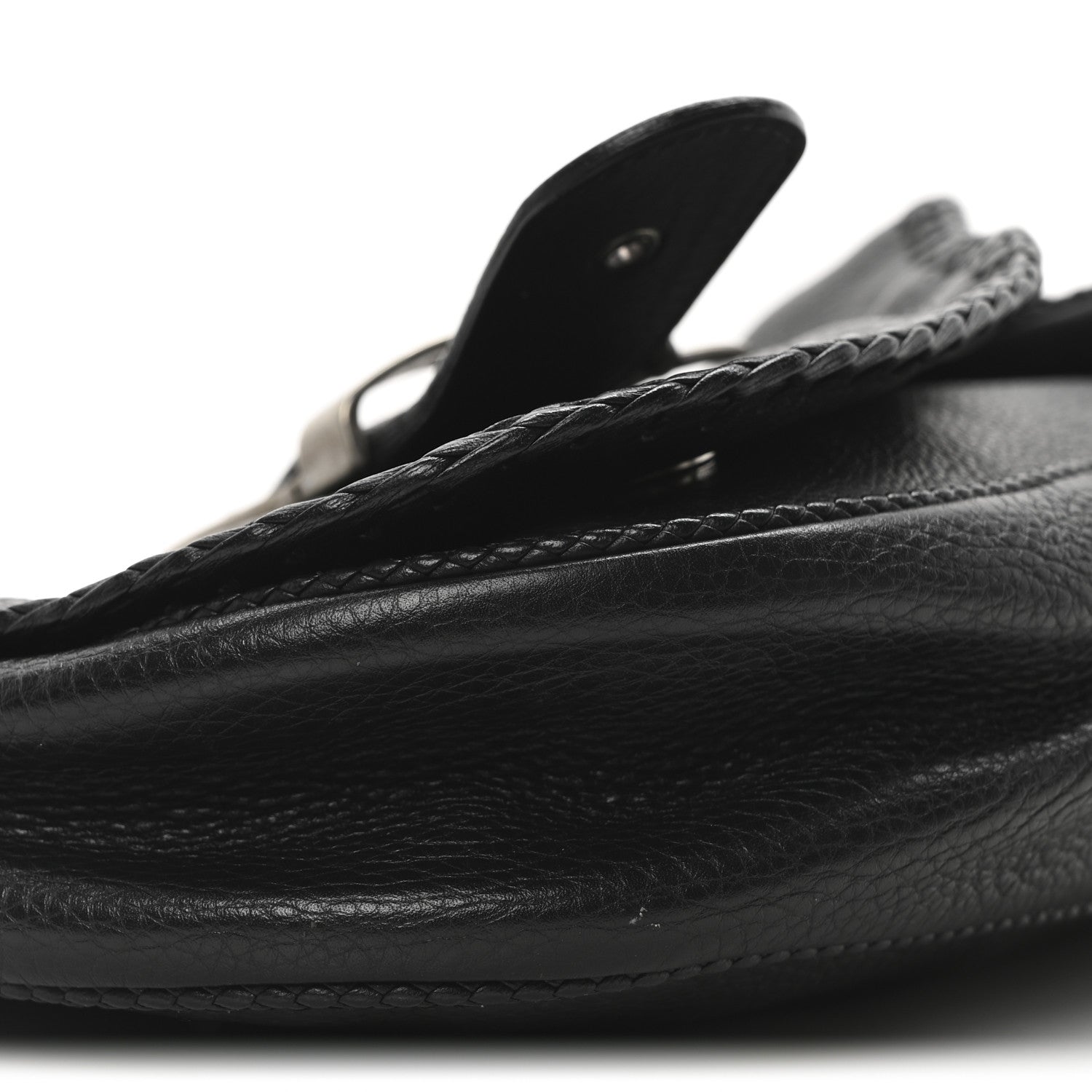 Pebbled Calfkskin Braided Medium Gaucho Double Saddle Bag Black - Image 9