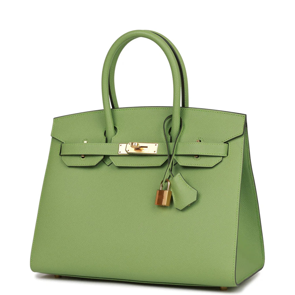 Birkin 35 Vert Criquet Epsom with Palladium Hardware - Image 4