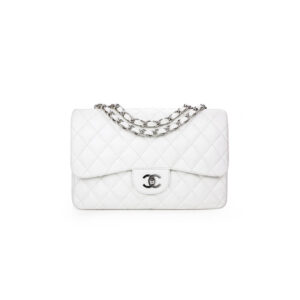 CHANEL SMALL CLASSIC FLAP HANDBAG SILVER METAL