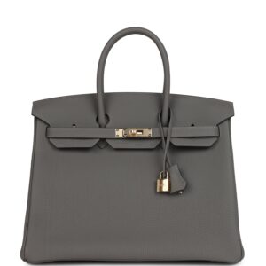 Birkin 25 Handbag Grey Togo with Gold Hardware