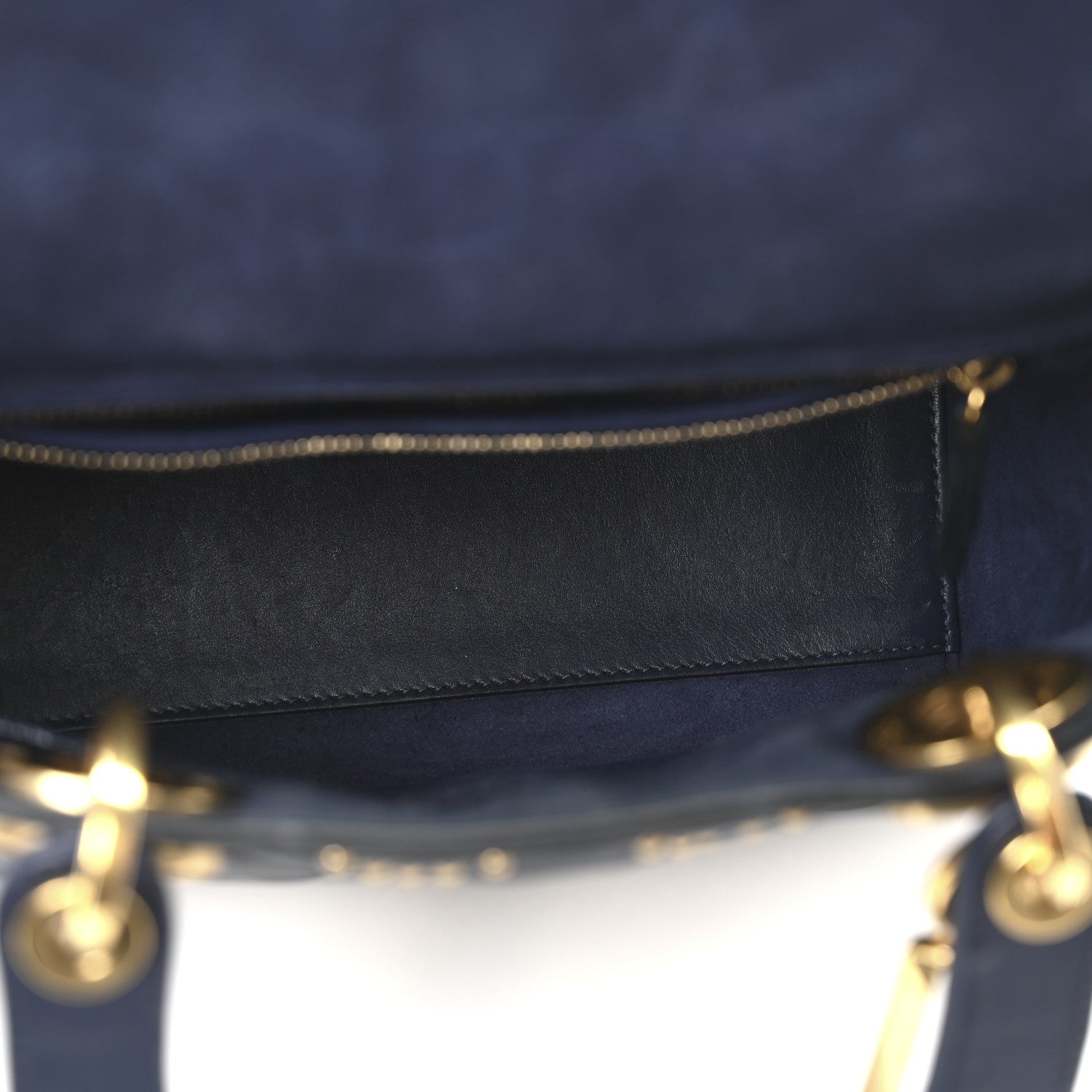 Calfskin Cannage Studded Medium Supple Lady Dior Navy - Image 4