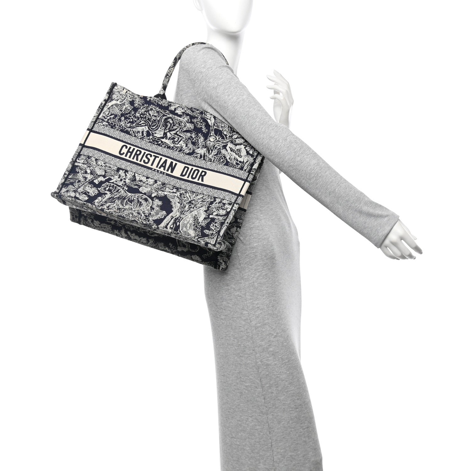 Canvas Embroidered Large Dioriviera Toile De Jouy Reverse Book Tote Blue - Image 2