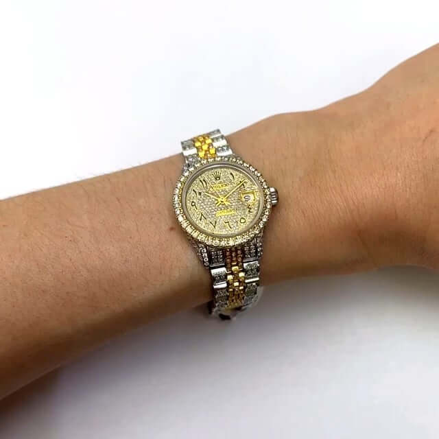 Rolex Datejust Custom Diamond Pave 69173 Jubilee Band Diamond Dial Bezel 26mm Watch - Image 2