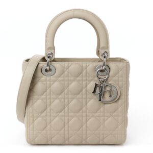 Grained Calfskin Cannage Medium Lady Dior Sable