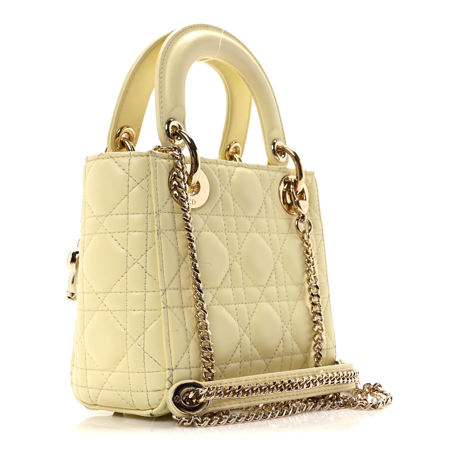 Lambskin Cannage Mini Lady Dior Soft Yellow - Image 3