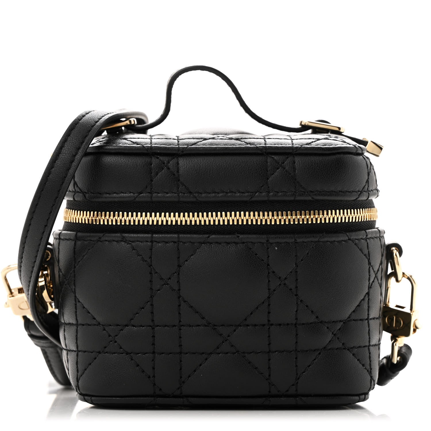 Lambskin Cannage Micro Lady Dior Vanity Case Black