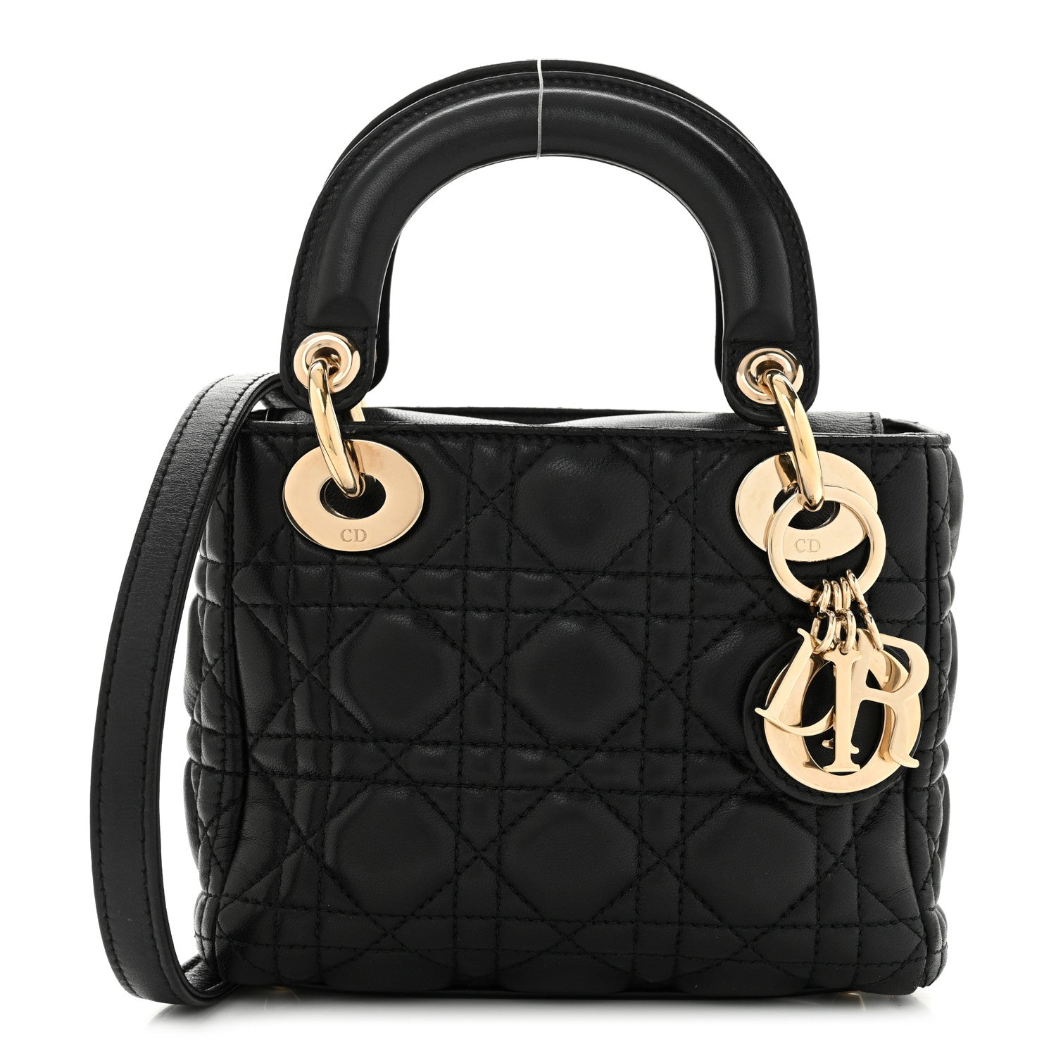 Lambskin Cannage Mini Lady Dior Black