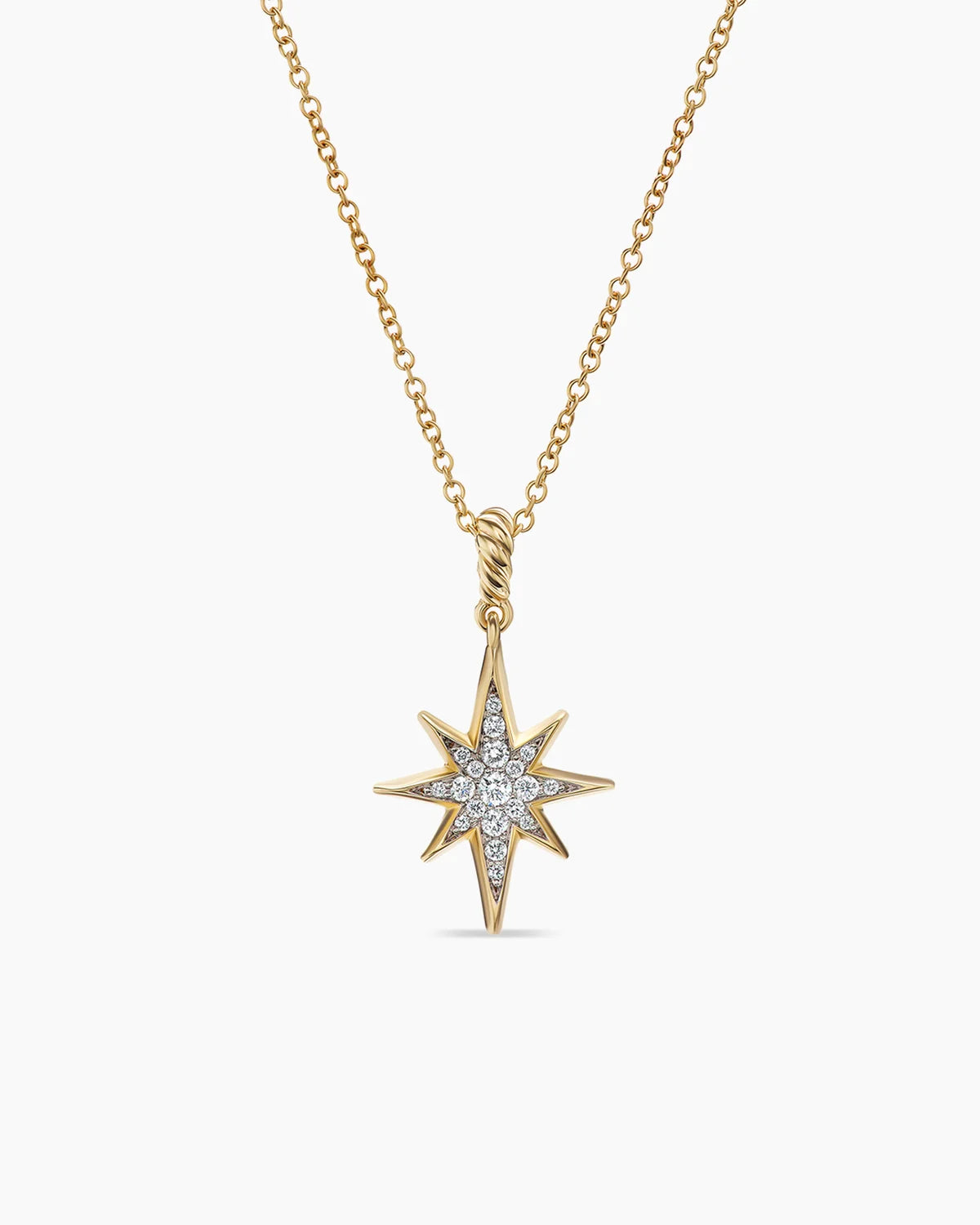 Cable Collectibles North Star Necklace 18K Yellow Gold with Pave Diamonds, 21.6mm