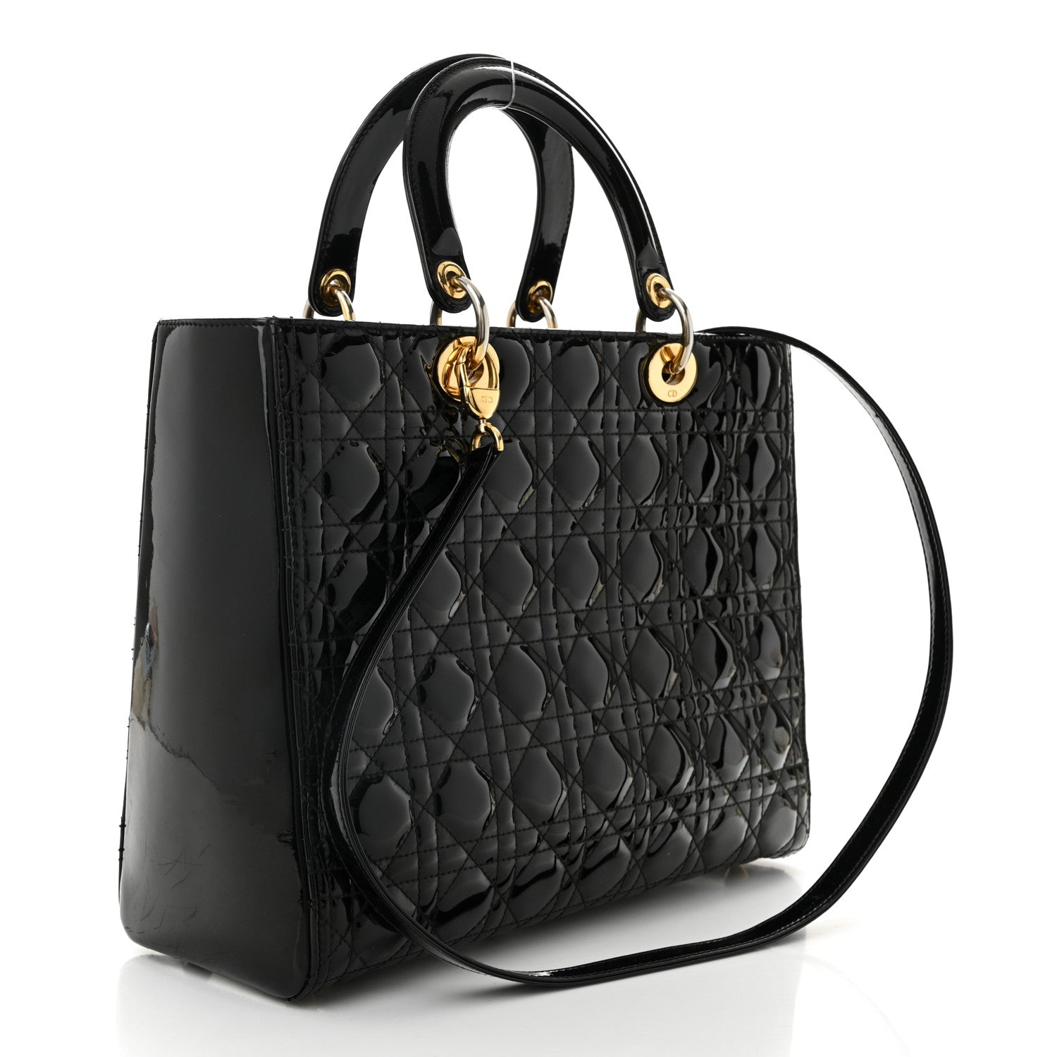 Patent Cannage Large Lady Dior Black - Image 3
