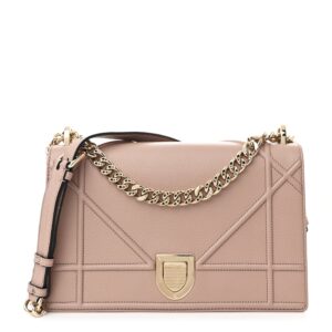 Grained Calfskin Medium Diorama Flap Bag Nude