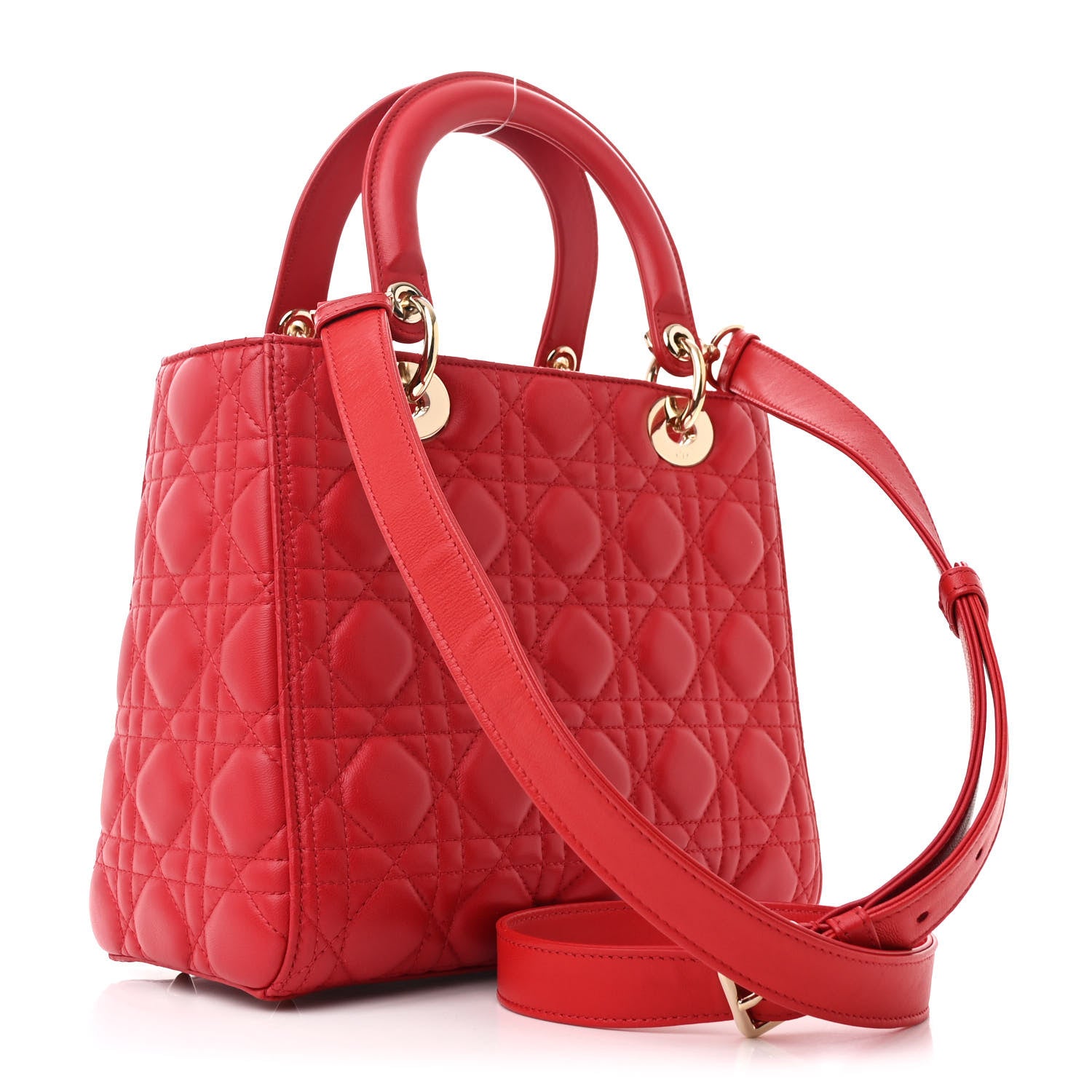 Lambskin Cannage Medium Lady Dior Red - Image 3